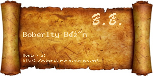 Boberity Bán névjegykártya